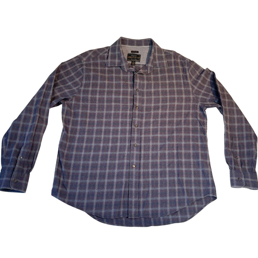 Jos. A Bank Reserve Button Shirt Men XL Tailored Fit Cashmere Blend Long Sleeve